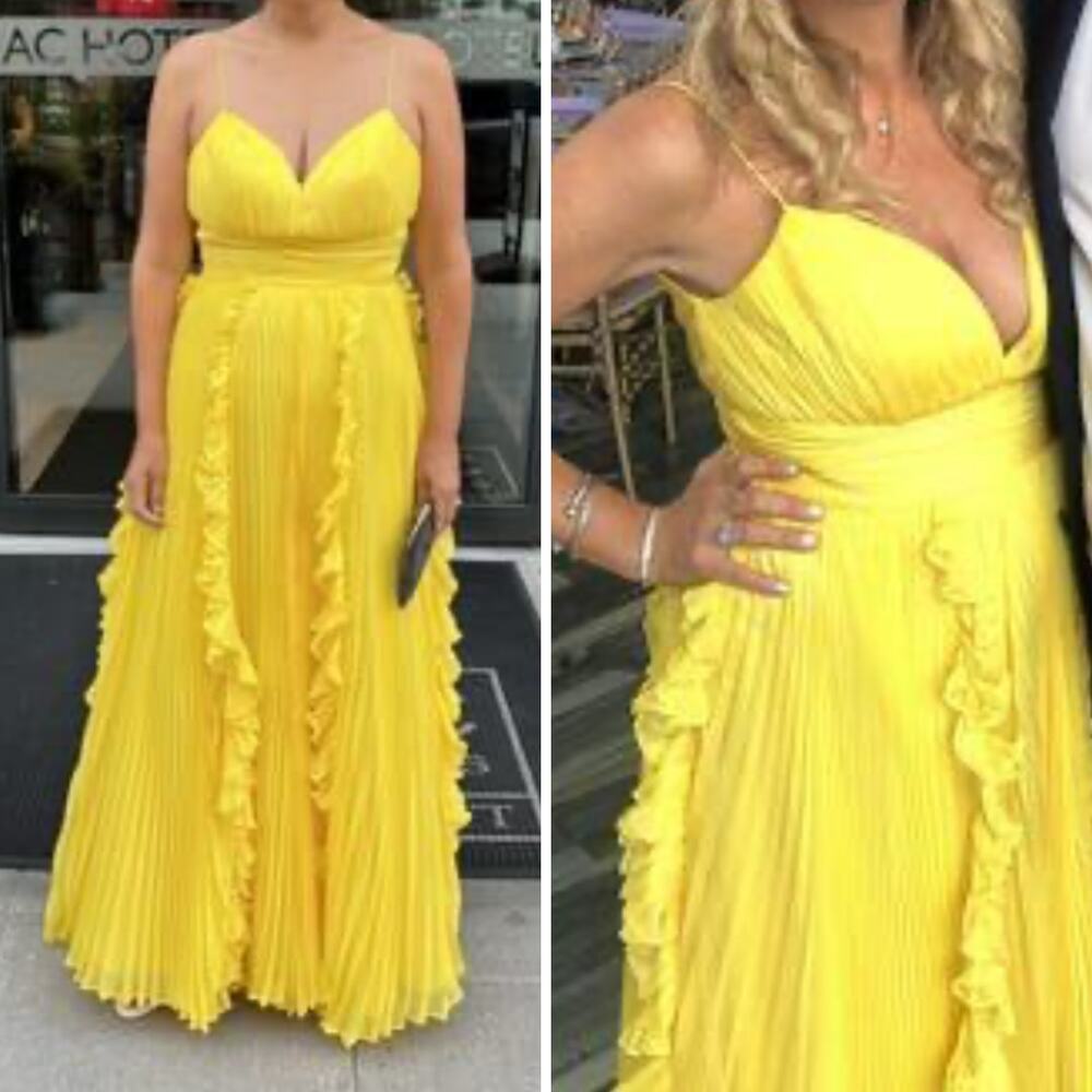 MAC DUGGAL DRESS GOWN YELLOW BRIDESMAID FORMAL EVENING WEDDING GUEST COQUETTE - Picture 2 of 16